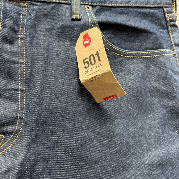 Levi’s jeans 501 dark wash button fly straight leg stretch 46 X 30 new - Picture 6 of 9